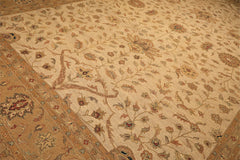 12x18 Beige, Tan, Gold Color Hand Knotted Soumak Wool Transitional Oriental Rug
