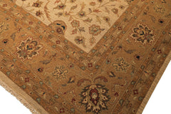 12x18 Beige, Tan, Gold Color Hand Knotted Soumak Wool Transitional Oriental Rug