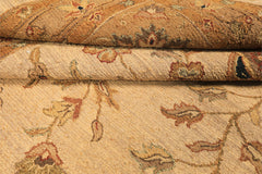 12x18 Beige, Tan, Gold Color Hand Knotted Soumak Wool Transitional Oriental Rug