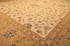 12x18 Beige, Tan, Gold Color Hand Knotted Soumak Wool Transitional Oriental Rug