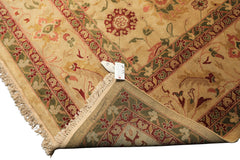 Palace Beige, Moss, Wine Color Hand Knotted Oushak Wool Transitional Oriental Rug