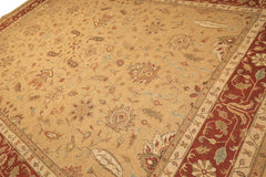 10x14 Tan, Gold, Burnt Orange Color Hand Knotted Soumak Wool Transitional Oriental Rug