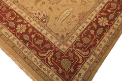 10x14 Tan, Gold, Burnt Orange Color Hand Knotted Soumak Wool Transitional Oriental Rug