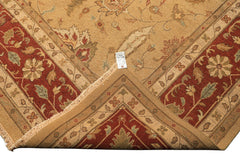 10x14 Tan, Gold, Burnt Orange Color Hand Knotted Soumak Wool Transitional Oriental Rug