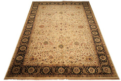 12x18 Beige, Black, Rust Color Hand Knotted Agra New Zealand Wool Traditional Oriental Rug