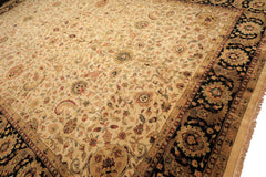 12x18 Beige, Black, Rust Color Hand Knotted Agra New Zealand Wool Traditional Oriental Rug