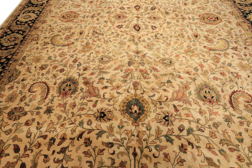 12x18 Beige, Black, Rust Color Hand Knotted Agra New Zealand Wool Traditional Oriental Rug