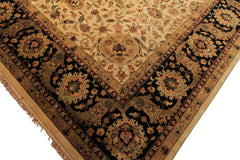 12x18 Beige, Black, Rust Color Hand Knotted Agra New Zealand Wool Traditional Oriental Rug