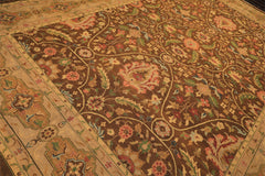 10x14 Brown, Moss, Gold Color Hand Knotted Soumak Wool Transitional Oriental Rug