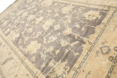 Palace Gray, Ivory, Light Gold Color Hand Knotted Oushak Wool Transitional Oriental Rug