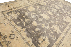 Palace Gray, Ivory, Light Gold Color Hand Knotted Oushak Wool Transitional Oriental Rug