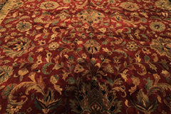 12x18 Burgundy, Black, Green Color Hand Knotted Agra New Zealand Wool Traditional Oriental Rug