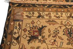 Square Charcoal, Tan, Rust Color Hand Knotted Soumak Wool Transitional Oriental Rug