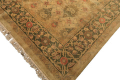 9x13 Beige, Moss, Sage Color Hand Knotted Oushak Wool Transitional Oriental Rug