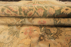 9x13 Beige, Moss, Sage Color Hand Knotted Oushak Wool Transitional Oriental Rug