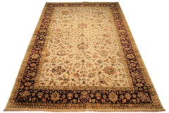12x18 Beige, Maroon, Sage Color Hand Knotted Agra New Zealand Wool Traditional Oriental Rug