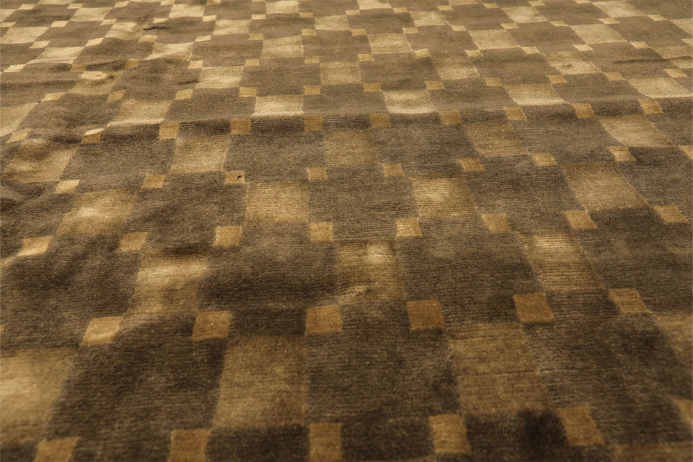 10x14 Tan, Olive, Green Color Hand Knotted Tibetan New Zealand Wool Transitional Oriental Rug