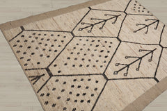 5x7 Beige, Charcoal, Color Hand Knotted Afghan Moroccan 100% Wool Modern Oriental Rug