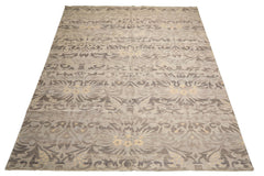 Multi Size Silver Beige Gray Color Hand Knotted Oushak Wool Transitional Oriental Rug