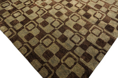 10x14 Seafoam, Brown, Color Hand Knotted Tibetan New Zealand Wool Transitional Oriental Rug