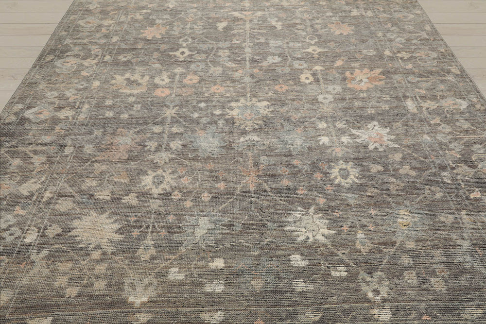 8x10 Gray, Beige, Pale Blue Color Hand Knotted Oushak Wool Traditional Oriental Rug