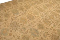 9x12 Beige, Mint, Peach Color Hand Knotted Soumak Wool Transitional Oriental Rug