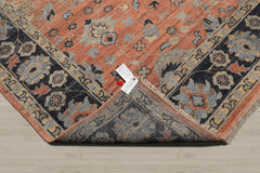 8x10 Rust, Blue, Tan Color Hand Knotted Oushak Wool Traditional Oriental Rug