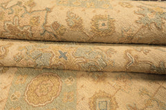9x12 Beige, Mint, Peach Color Hand Knotted Soumak Wool Transitional Oriental Rug