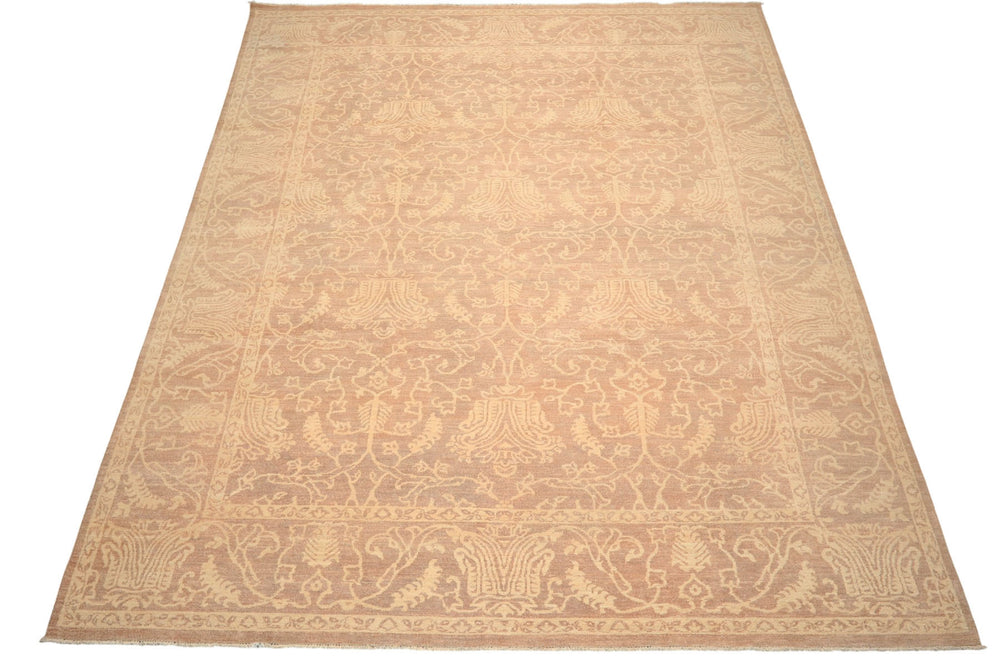 9x12 Tan, Ivory, Color Hand Knotted Peshawar Wool Transitional Oriental Rug