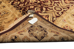 9x12 Maroon, Light Gold, Beige Color Hand Knotted Agra New Zealand Wool Traditional Oriental Rug