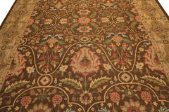 9x12 Brown, Taupe, Green Color Hand Knotted Soumak Wool Transitional Oriental Rug