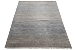 8x10 Slate, Gray, Color Hand Knotted Wool & Bamboo Silk Modern Oriental Rug
