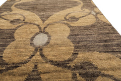 2'6x10 Gray, Beige, Slate Color Hand Knotted Tibetan Wool Transitional Oriental Rug