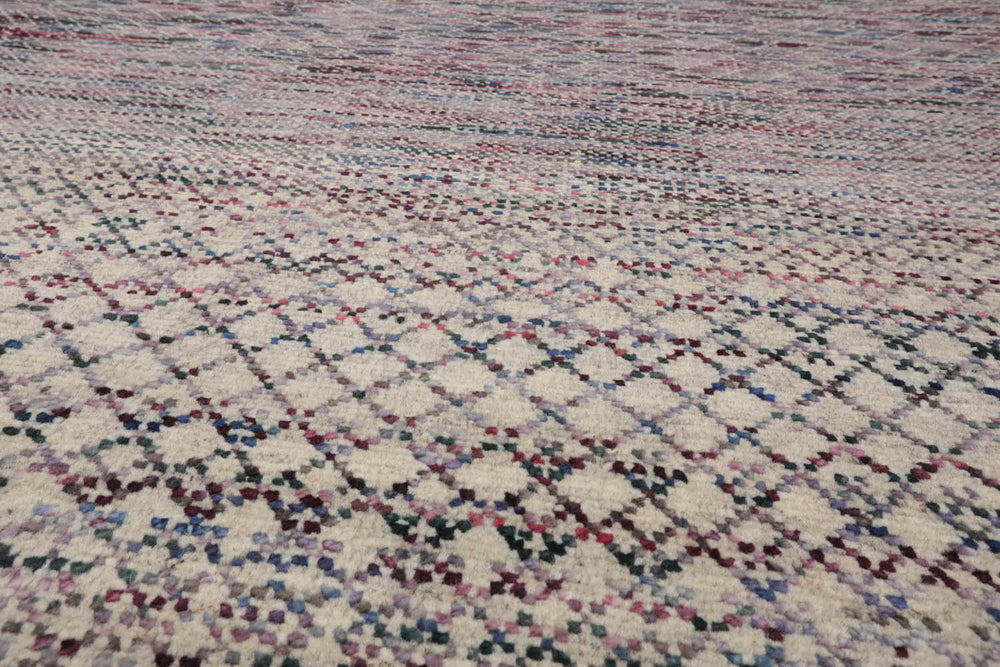 8x10 Beige, Lavander, Gray Color Hand Knotted Wool & Bamboo Silk Modern Oriental Rug