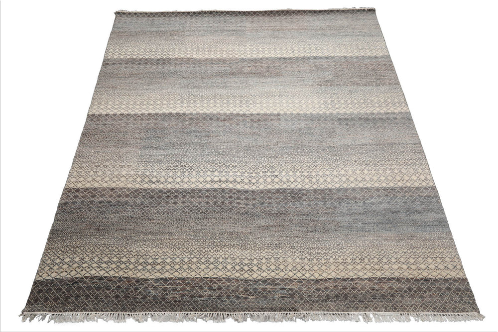 8x10 Beige, Gray, Brown Color Hand Knotted Wool & Bamboo Silk Modern Oriental Rug
