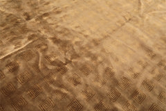 Round Tan, Gold, Color Hand Knotted Tibetan New Zealand Wool Transitional Oriental Rug