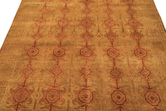 6x9 Caramel, Rust, Mint Color Hand Knotted Agra Wool Transitional Oriental Rug
