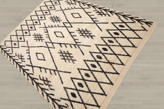 5x7 Ivory, Black, Color Hand Knotted Afghan Moroccan 100% Wool Modern & Contemporary Oriental Rug