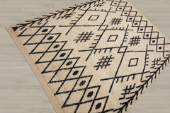 5x7 Ivory, Black, Color Hand Knotted Afghan Moroccan 100% Wool Modern & Contemporary Oriental Rug
