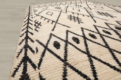 5x7 Ivory, Black, Color Hand Knotted Afghan Moroccan 100% Wool Modern & Contemporary Oriental Rug