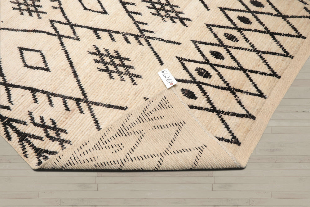 5x7 Ivory, Black, Color Hand Knotted Afghan Moroccan 100% Wool Modern & Contemporary Oriental Rug