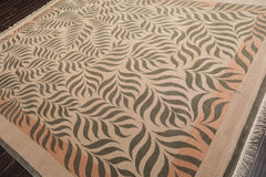 9x12 Beige, Gray, Muted Peach Color Hand Knotted 100% Wool Transitional Oriental Rug