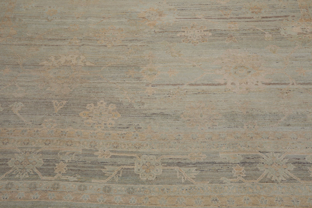 10x14 Mint, Beige, Tan Color Hand Knotted Afghan Oushak 100% Wool Transitional Oriental Rug