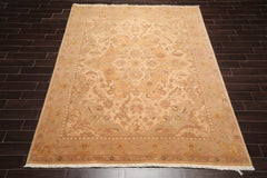 8x10 Beige, Gold, Moss Color Hand Knotted Persian 100% Wool Traditional Oriental Rug