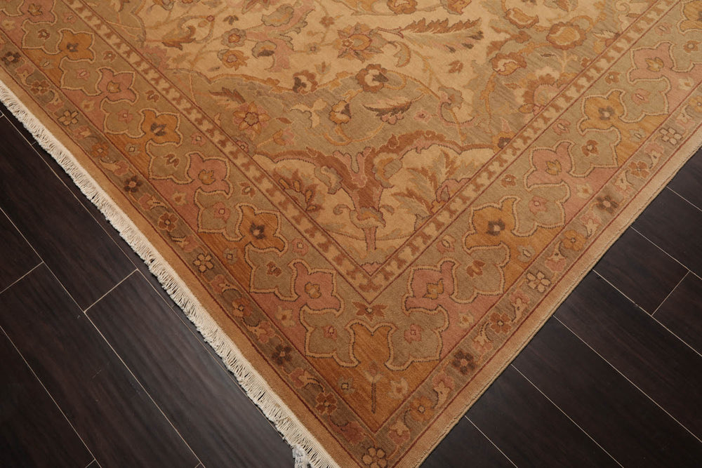 8x10 Beige, Gold, Moss Color Hand Knotted Persian 100% Wool Traditional Oriental Rug