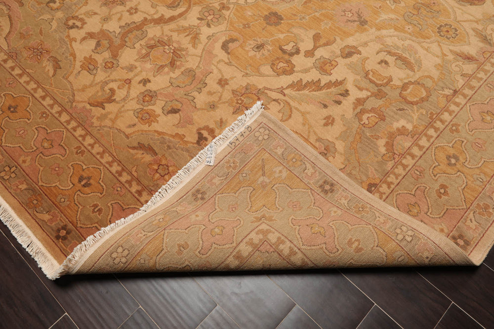 8x10 Beige, Gold, Moss Color Hand Knotted Persian 100% Wool Traditional Oriental Rug