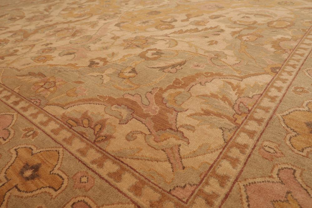 8x10 Beige, Gold, Moss Color Hand Knotted Persian 100% Wool Traditional Oriental Rug