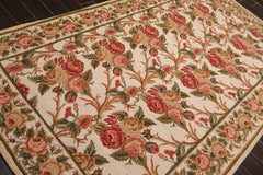 6x9 Beige, Rose, Green Color Hand Knotted 100% Wool Traditional Oriental Rug