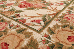 6x9 Beige, Rose, Green Color Hand Knotted 100% Wool Traditional Oriental Rug