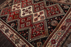 7x11 Ivory, Rust, Charcoal Color Hand Knotted Sirraj 100% Wool Traditional Oriental Rug